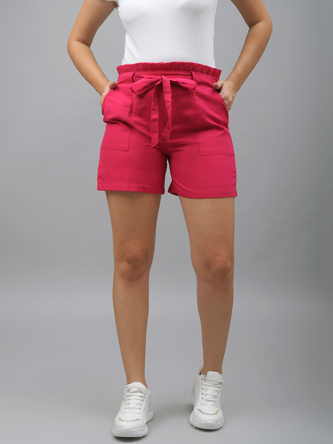 Me Craft Solid Women Pink Regular Shorts