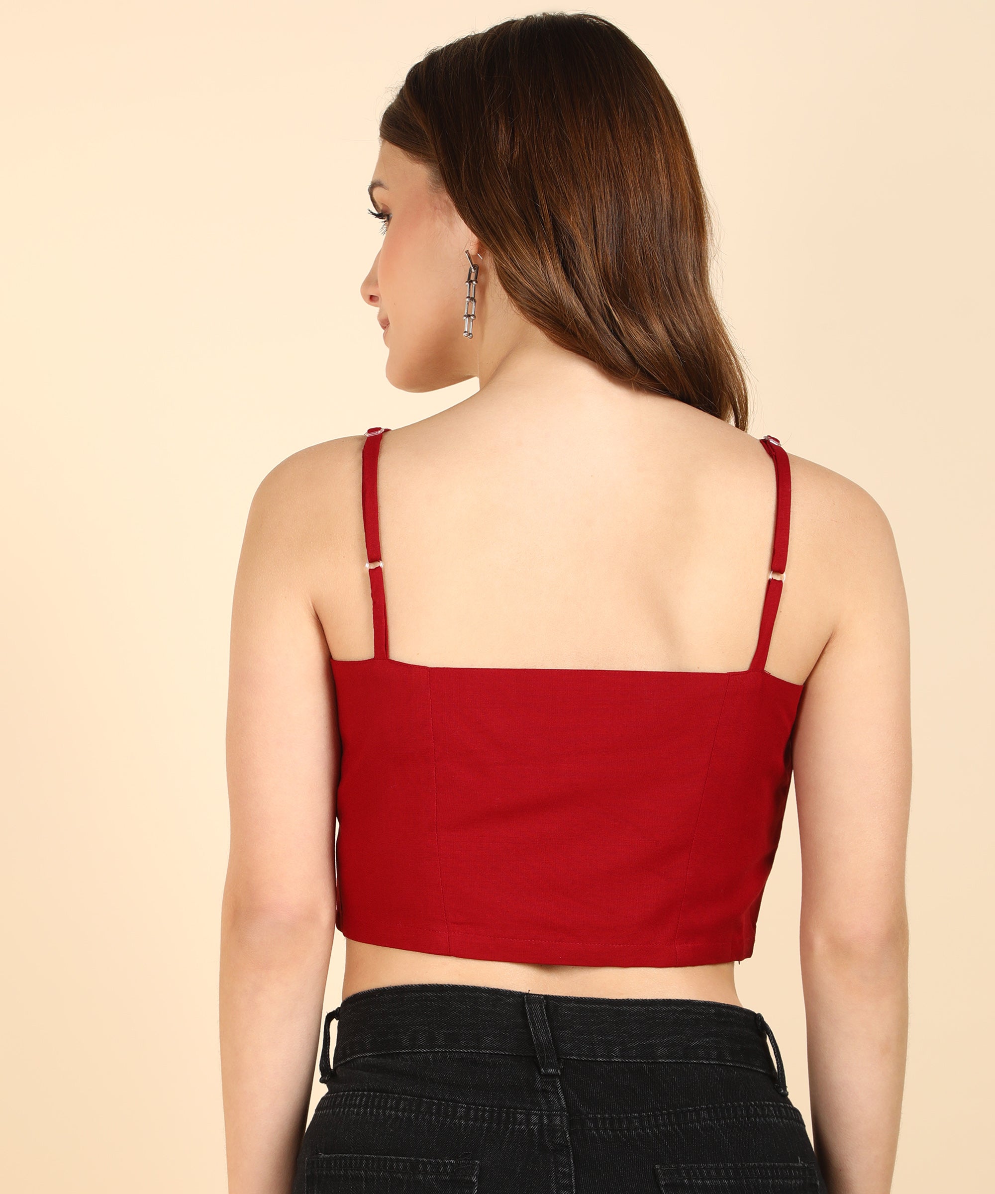 Me Craft  Casual Sleeveless Solid Women Maroon Crop Top