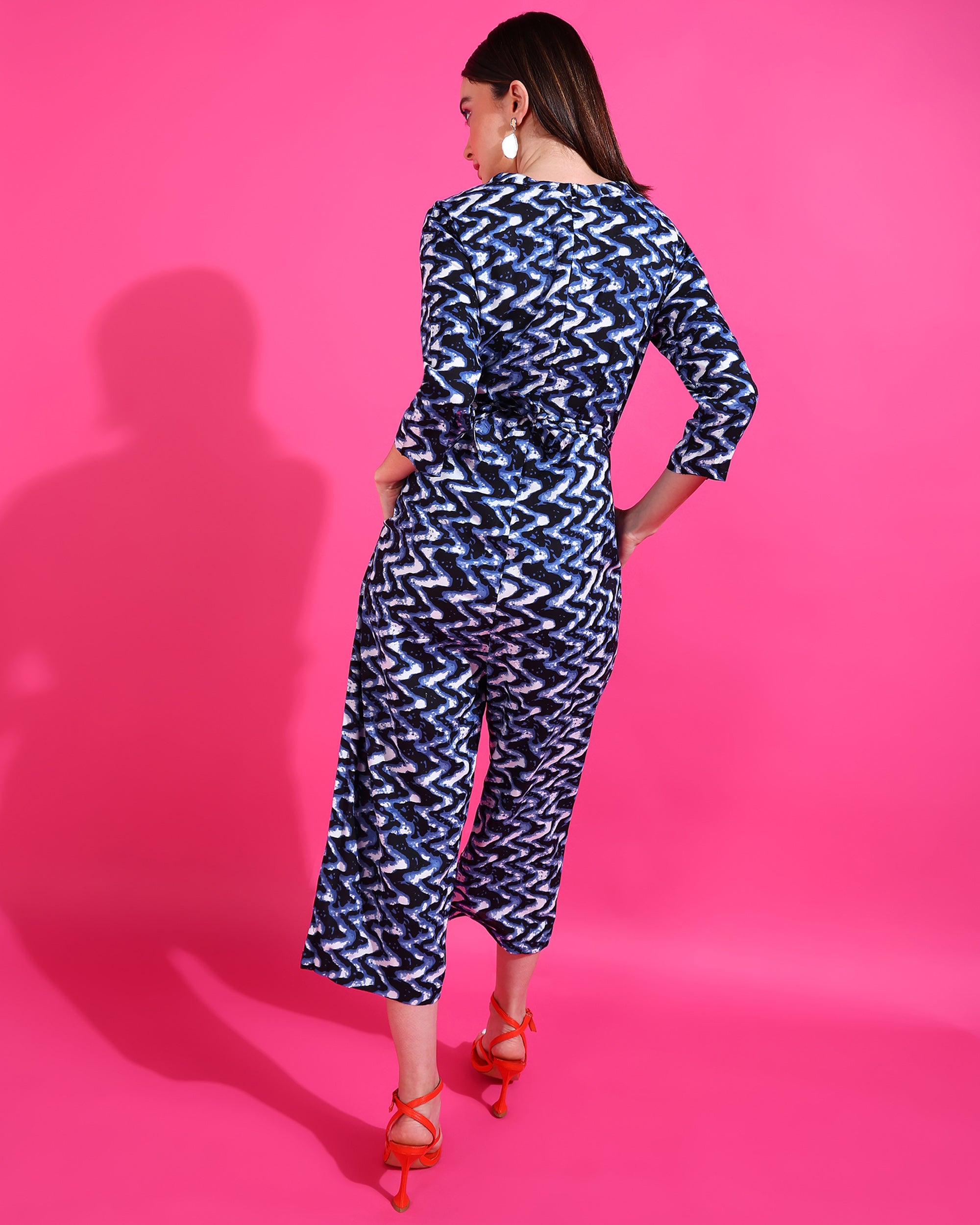 Me Craft Blue Printed Jumpsuit For Women