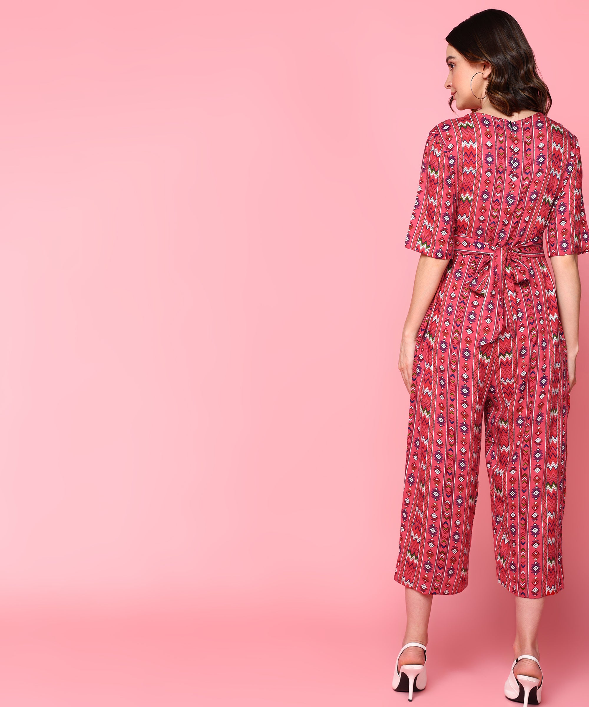 Me Craft Pink Printed Jumpsuit For Women